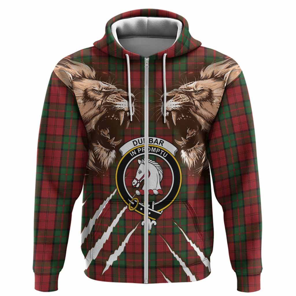 Dunbar Tartan Crest Hoodie Ferocious Lion Style
