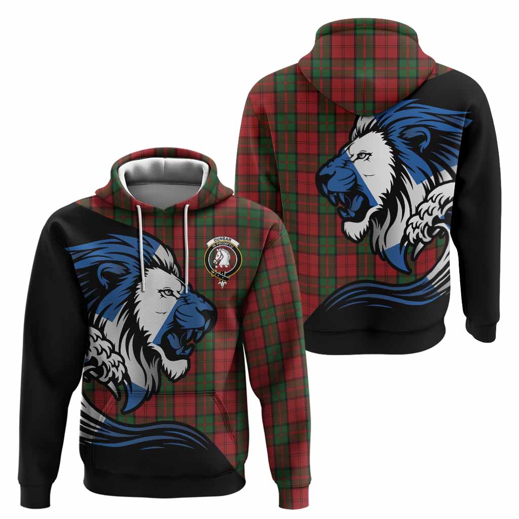 Dunbar Tartan Crest Hoodie Scottish Golden Lions Wave Flow