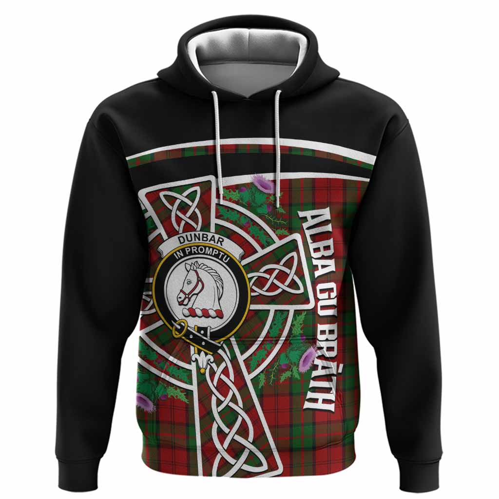 Dunbar Tartan Crest Hoodie Scottish Thistle Celtic Cross Alba Gu Brath
