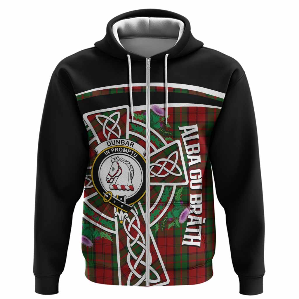 Dunbar Tartan Crest Hoodie Scottish Thistle Celtic Cross Alba Gu Brath