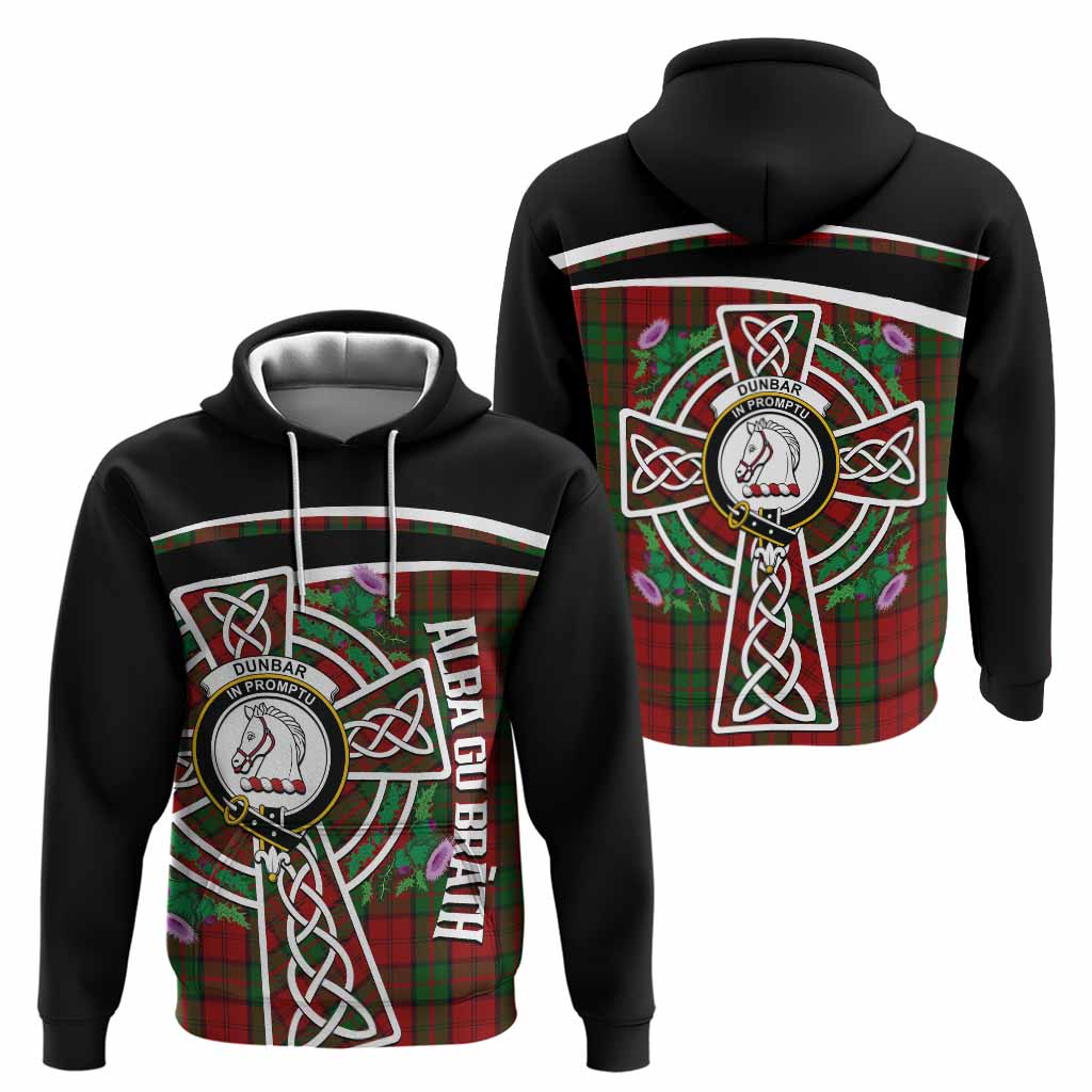 Dunbar Tartan Crest Hoodie Scottish Thistle Celtic Cross Alba Gu Brath