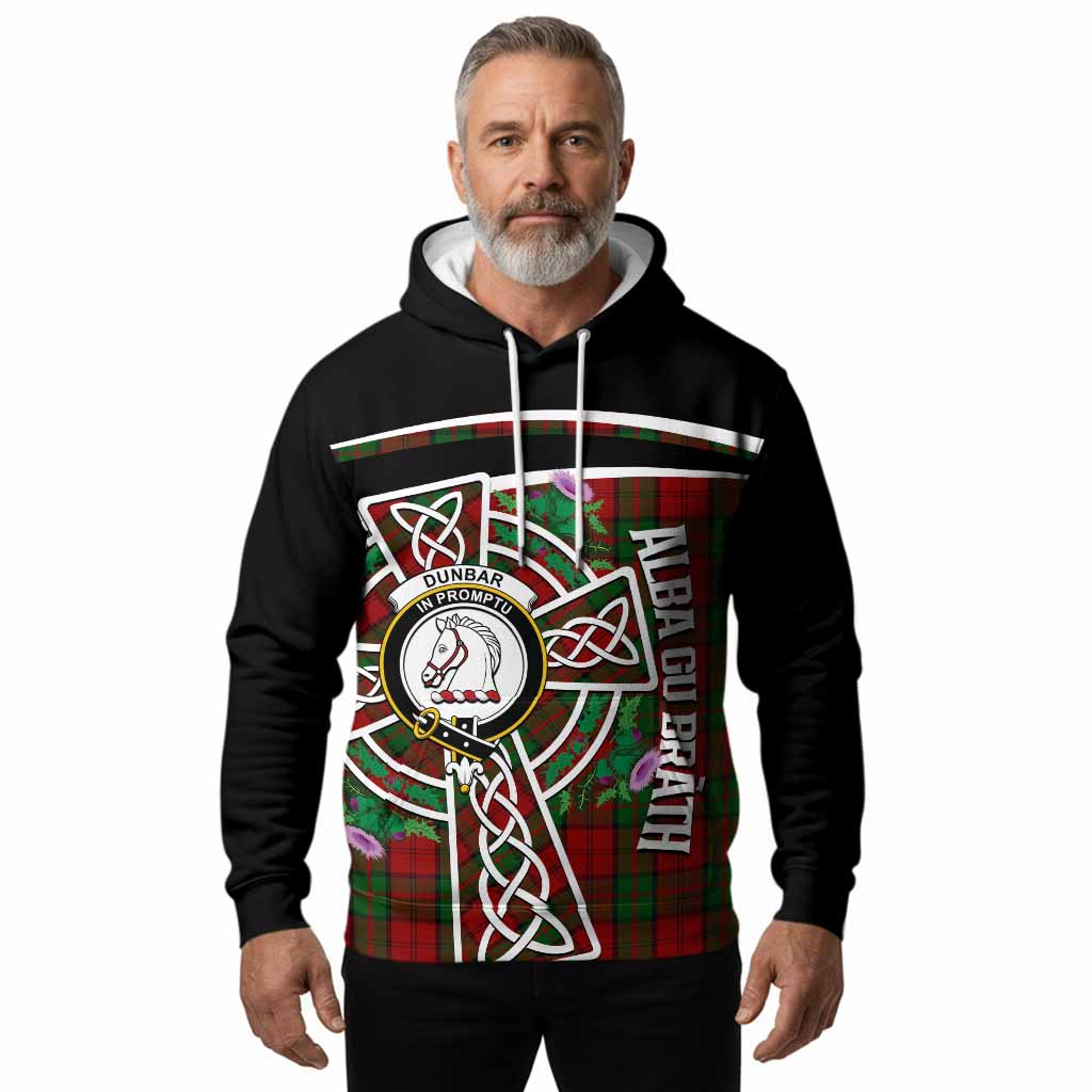Dunbar Tartan Crest Hoodie Scottish Thistle Celtic Cross Alba Gu Brath