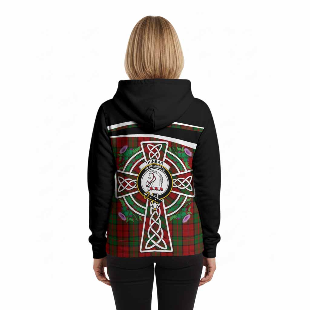 Dunbar Tartan Crest Hoodie Scottish Thistle Celtic Cross Alba Gu Brath