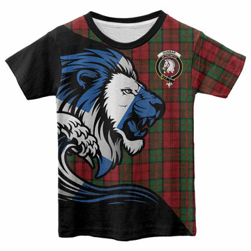 Dunbar Tartan Crest Kid T-shirt Scottish Golden Lions Wave Flow