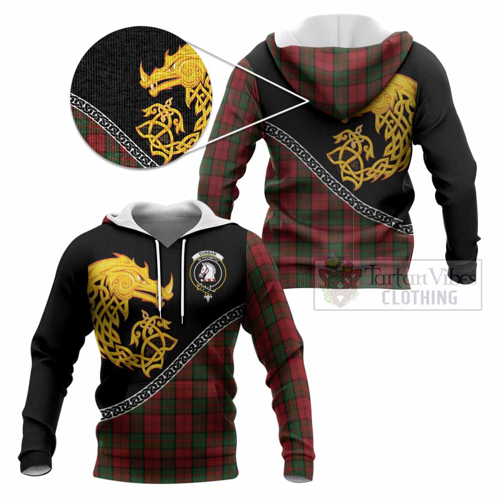 Dunbar Tartan Crest Knitted Hoodie Legendary Dragon Knot Half Style