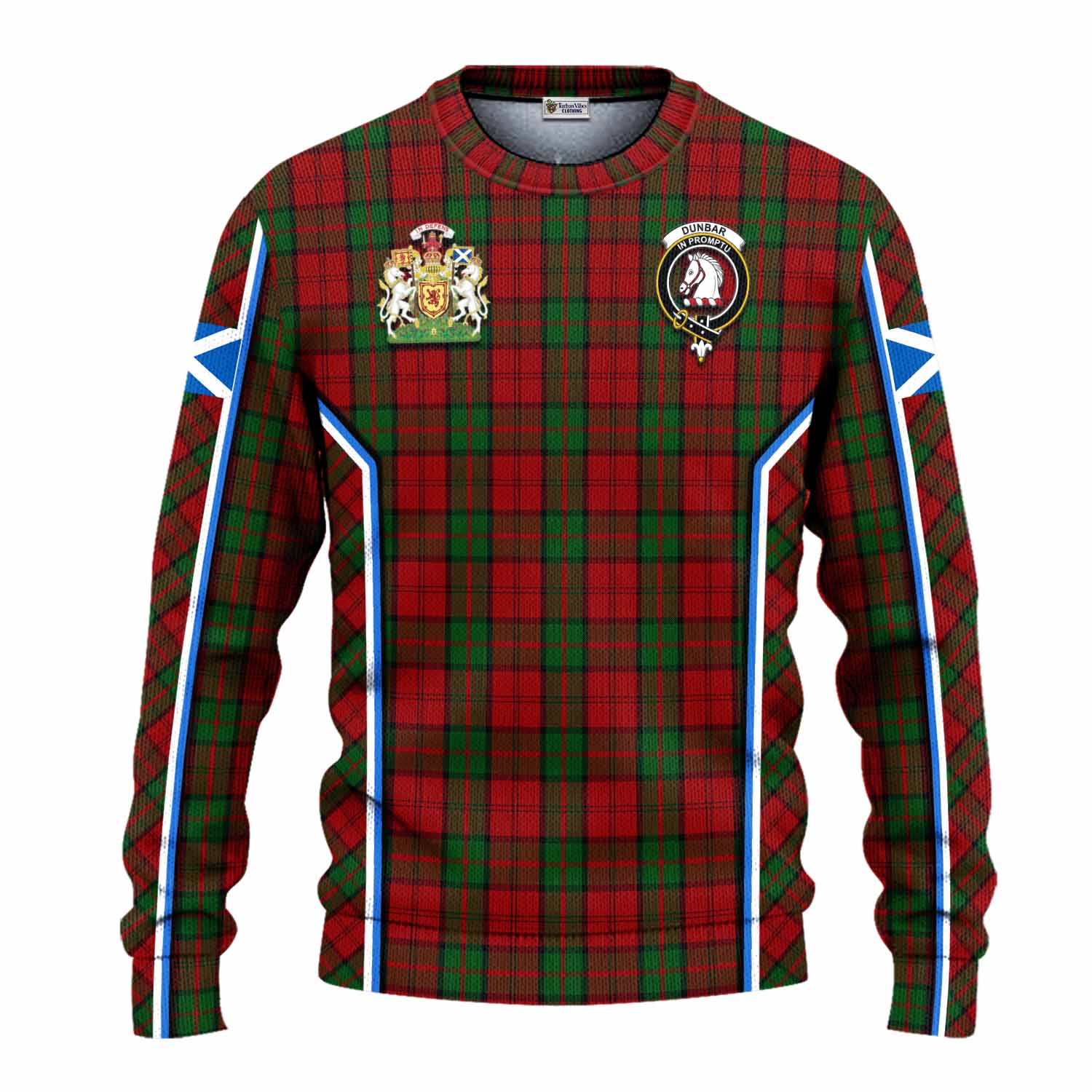Dunbar Tartan Crest Knitted Sweater Scotland Coat of Arm Flag Style - Tartan Vibes Clothing