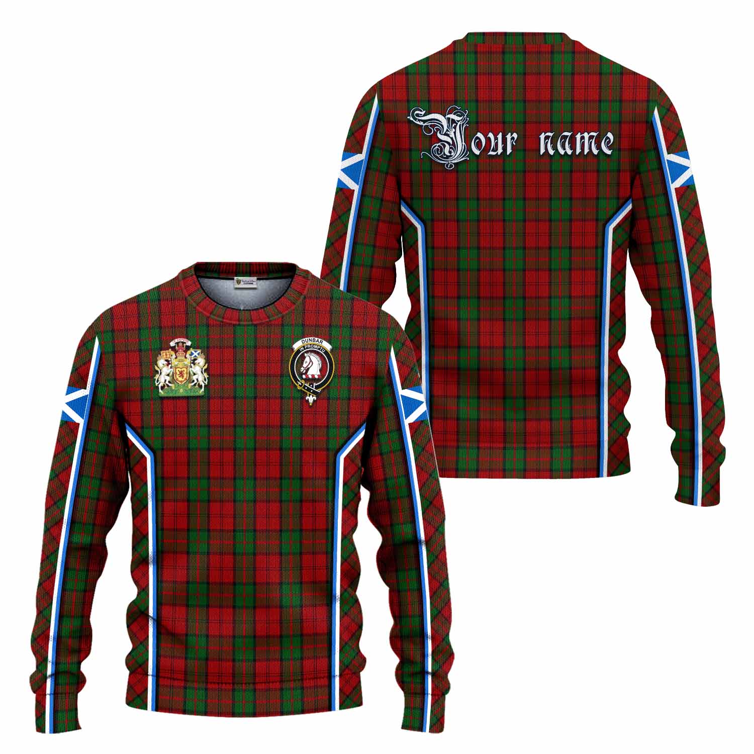 Dunbar Tartan Crest Knitted Sweater Scotland Coat of Arm Flag Style - Tartan Vibes Clothing