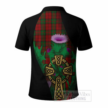 Dunbar Tartan Crest Polo Shirt Celtic Cross Thistle Flowers