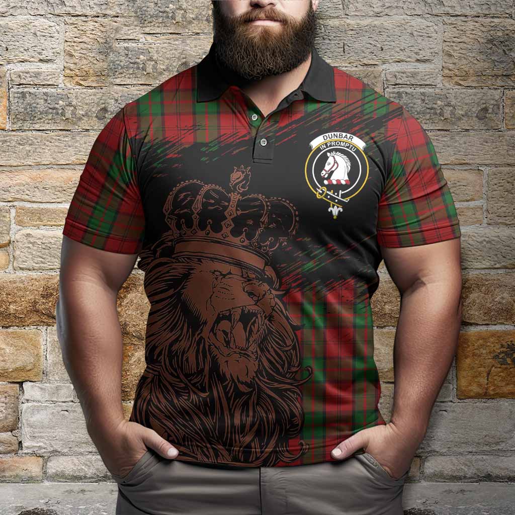 Dunbar Tartan Crest Polo Shirt Crowned Lion Heritage Style