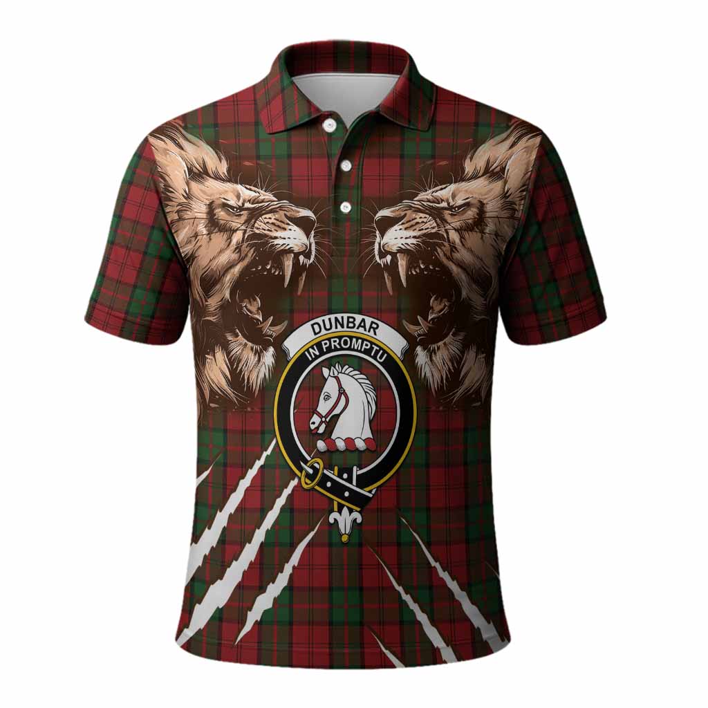 Dunbar Tartan Crest Polo Shirt Ferocious Lion Style