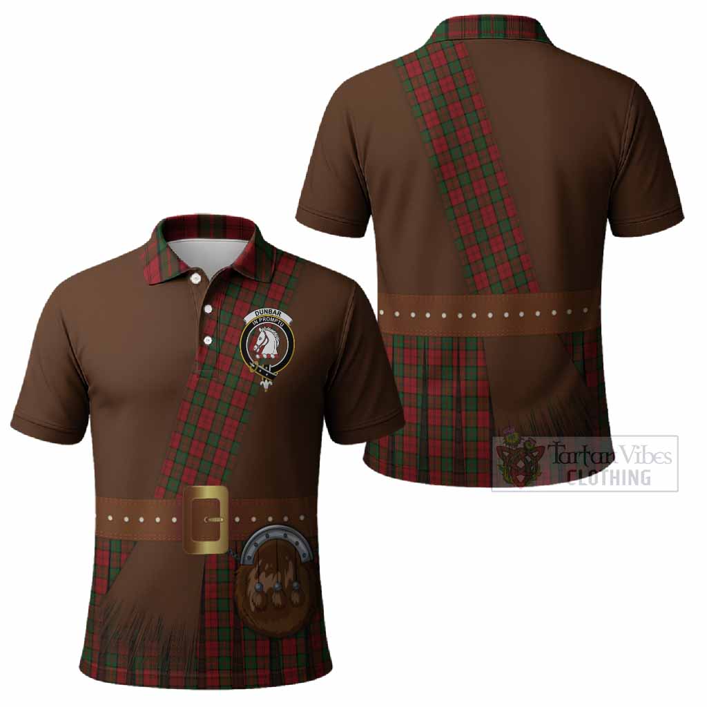 Dunbar Tartan Crest Polo Shirt Kilt Costume Style