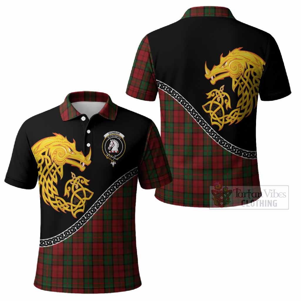 Dunbar Tartan Crest Polo Shirt Legendary Dragon Knot Half Style
