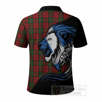 Dunbar Tartan Crest Polo Shirt Scottish Golden Lions Wave Flow