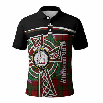Dunbar Tartan Crest Polo Shirt Scottish Thistle Celtic Cross Alba Gu Brath