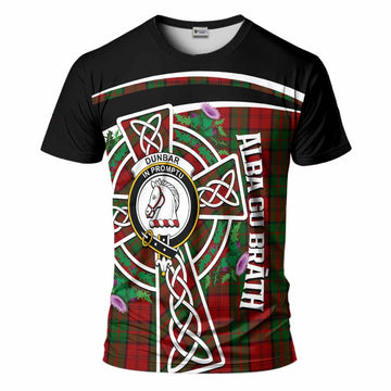 Dunbar Tartan Crest T-Shirt Scottish Thistle Celtic Cross Alba Gu Brath