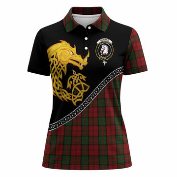 Dunbar Tartan Crest Women Polo Shirt Legendary Dragon Knot Half Style