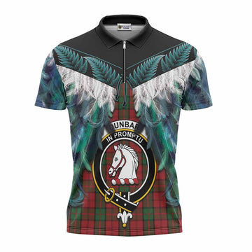 Dunbar Tartan Crest Zipper Polo Shirt New Zealand Maori Korowai Cloak