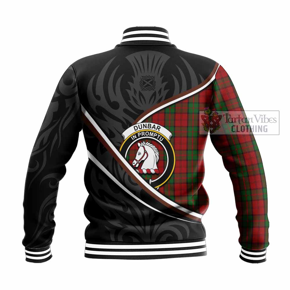 Dunbar Tartan Family Crest Baseball Jacket Celtic Scottish Thistle Floral - Tartan Vibes Clothing