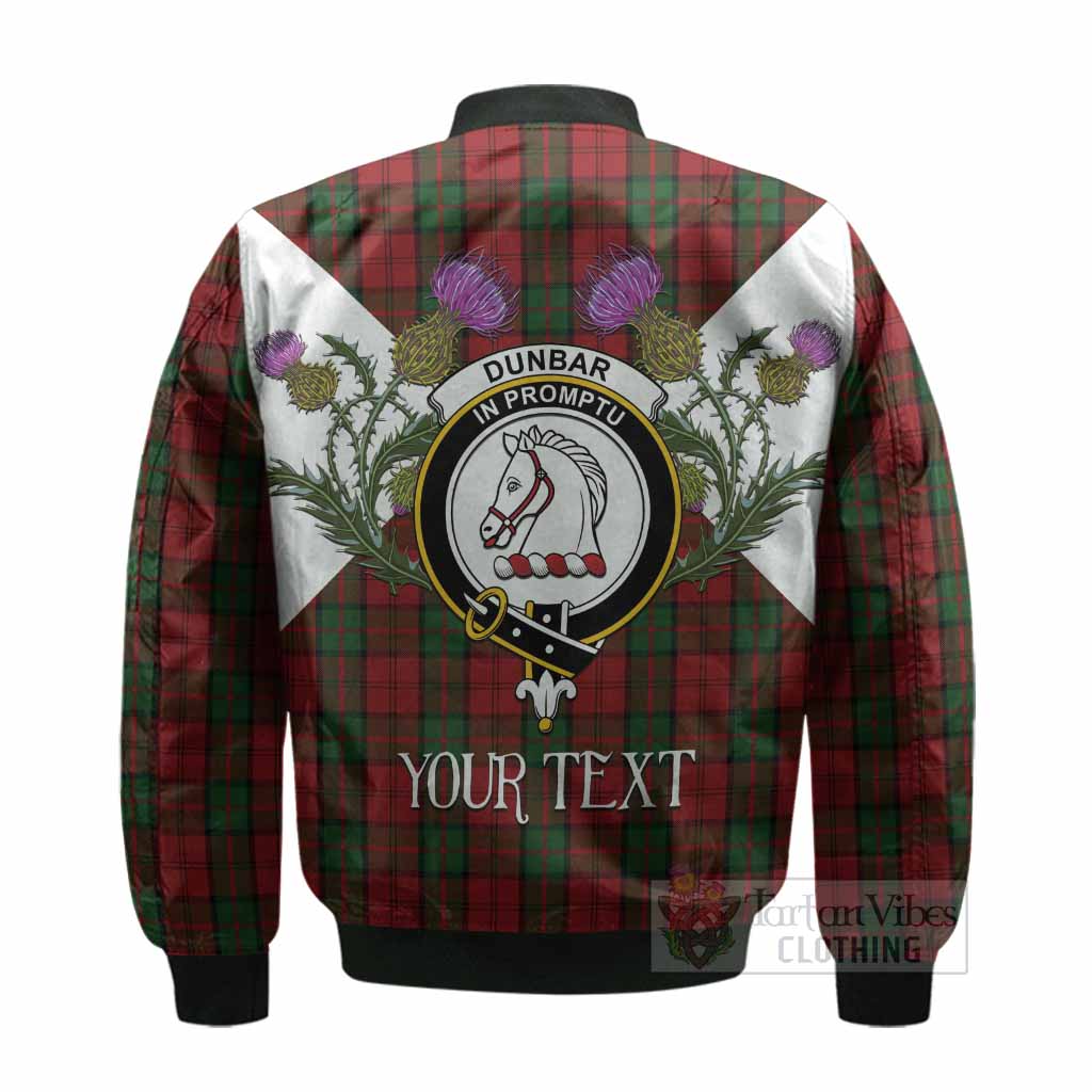 Dunbar Tartan Family Crest Bomber Jacket Scottish Burns Night Thistle Floral