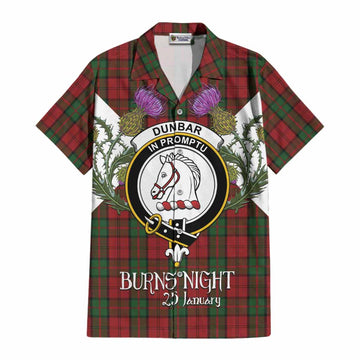 Dunbar Tartan Family Crest Cotton Hawaiian Shirt Scottish Burns Night Thistle Floral