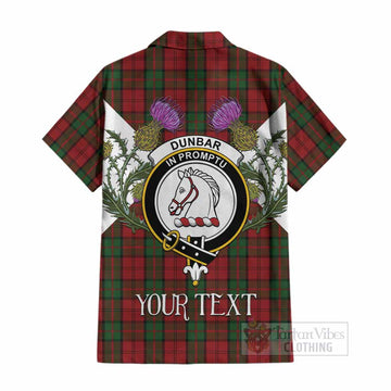 Dunbar Tartan Family Crest Cotton Hawaiian Shirt Scottish Burns Night Thistle Floral