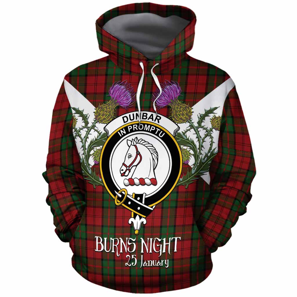 Dunbar Tartan Family Crest Cotton Hoodie Scottish Burns Night Thistle Floral