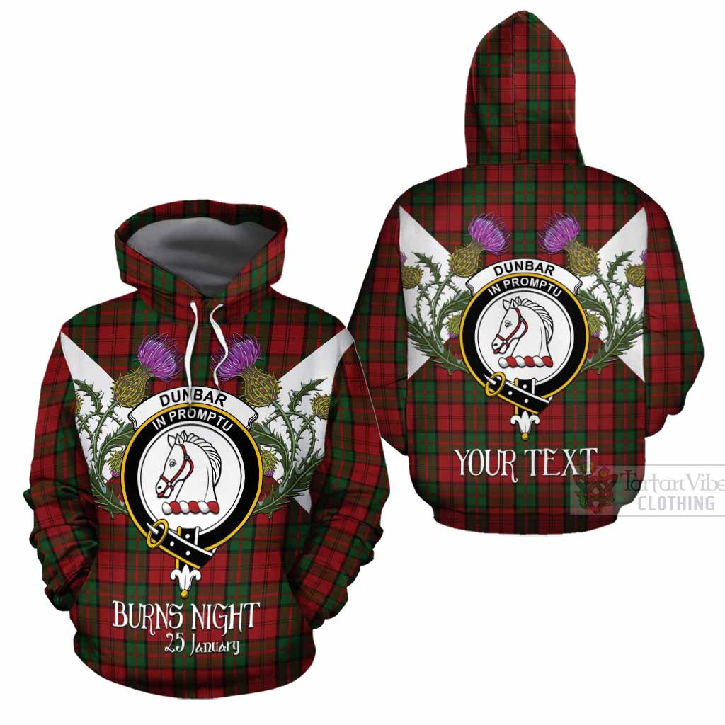 Dunbar Tartan Family Crest Cotton Hoodie Scottish Burns Night Thistle Floral
