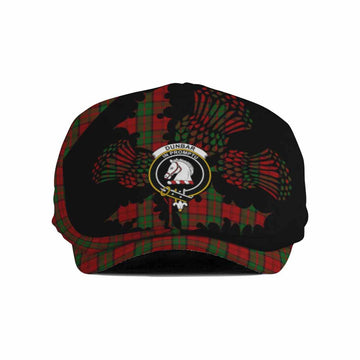 Dunbar Tartan Family Crest Flat Cap, Jeff Cap Scotland Thistle Floral