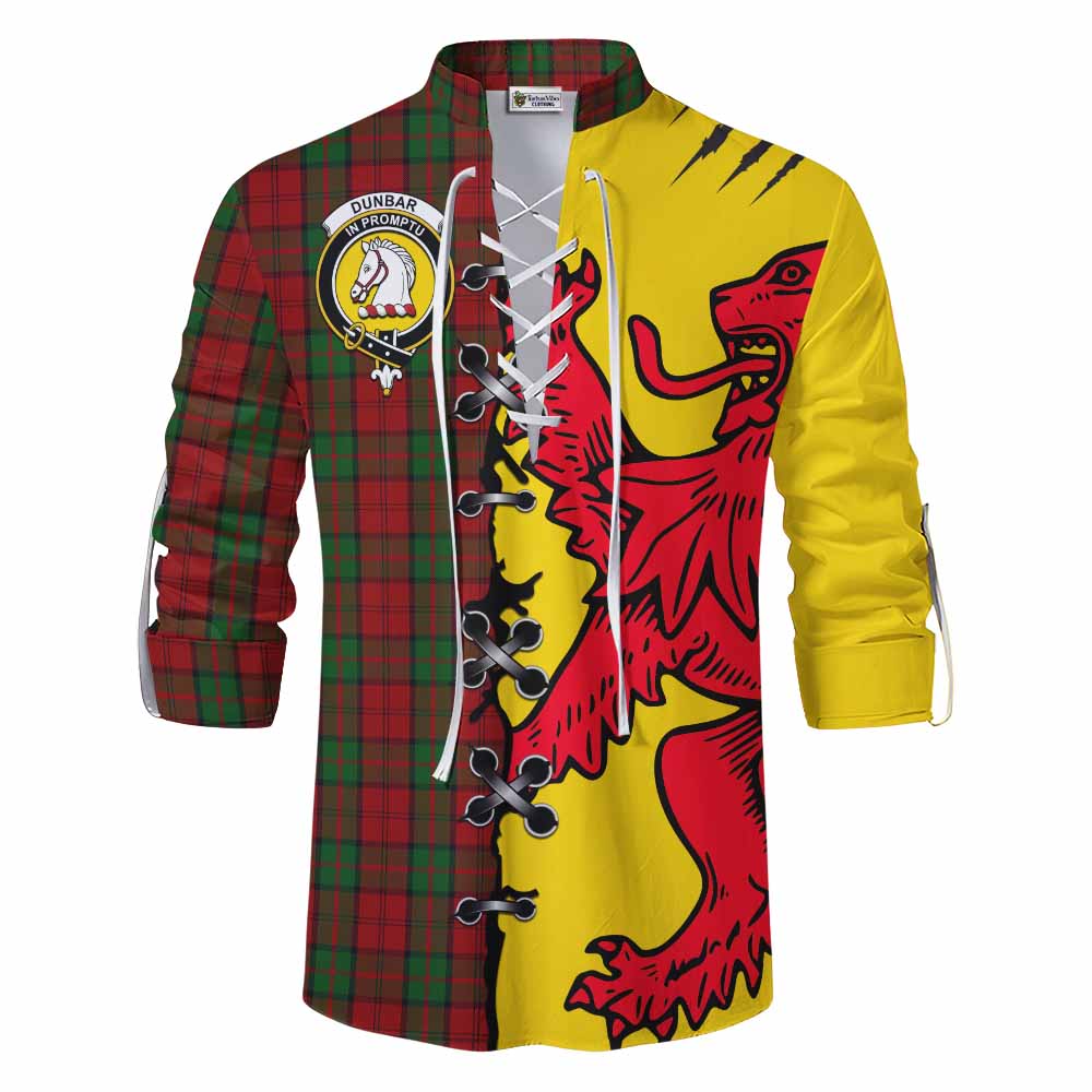 Dunbar Tartan Family Crest Ghillie Kilt Shirt Lion Rampant Honor - Tartan Vibes Clothing