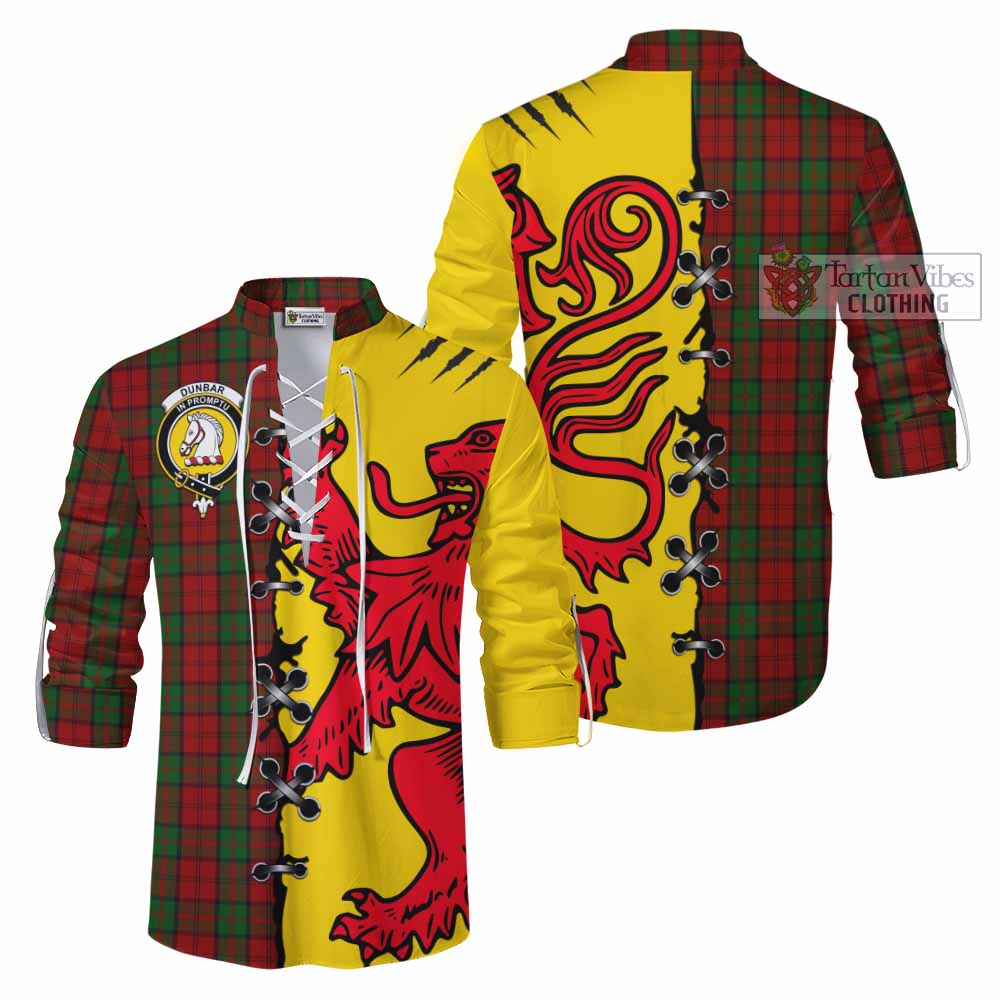 Dunbar Tartan Family Crest Ghillie Kilt Shirt Lion Rampant Honor - Tartan Vibes Clothing