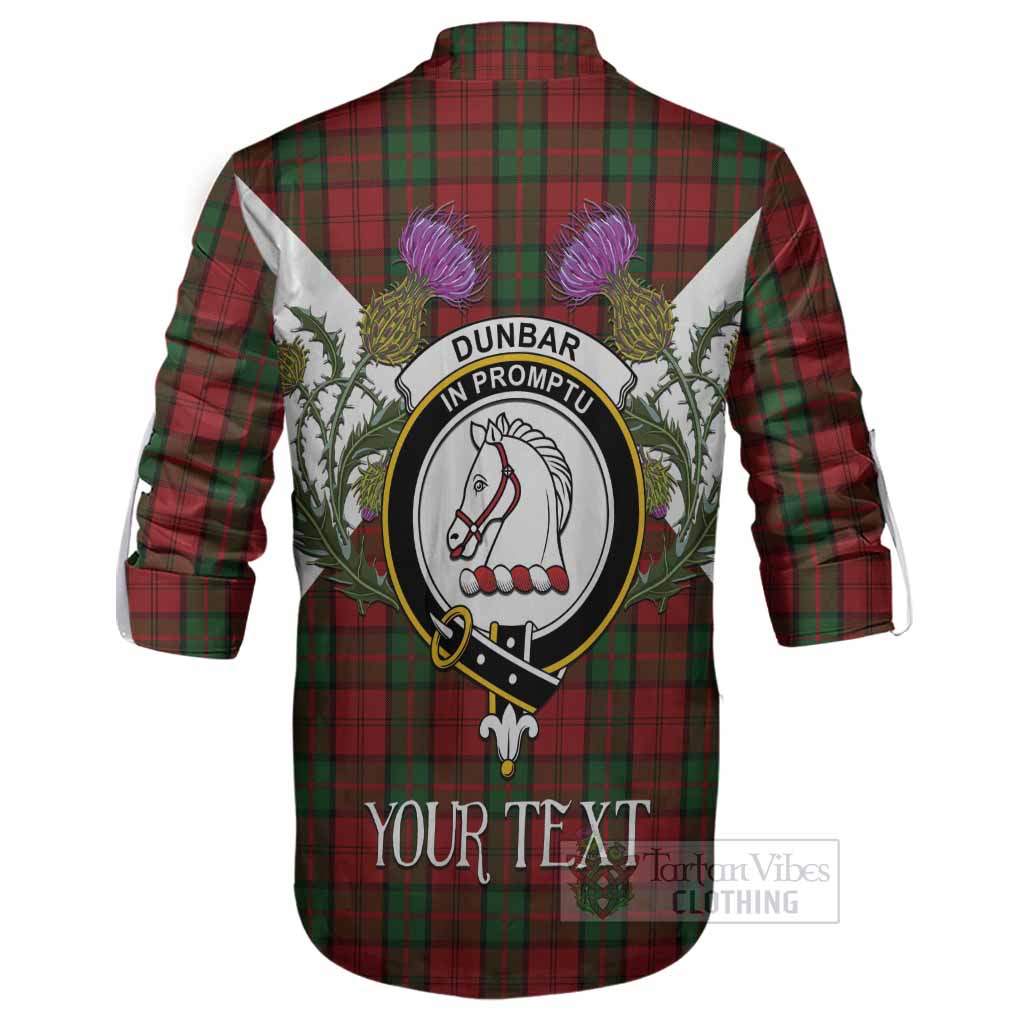 Dunbar Tartan Family Crest Ghillie Shirt Scottish Burns Night Thistle Floral