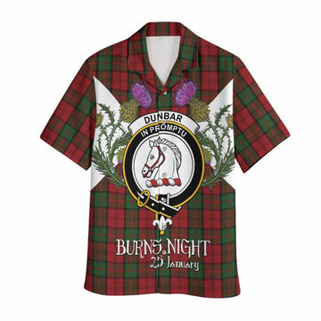 Dunbar Tartan Family Crest Hawaiian Shirt Scottish Burns Night Thistle Floral