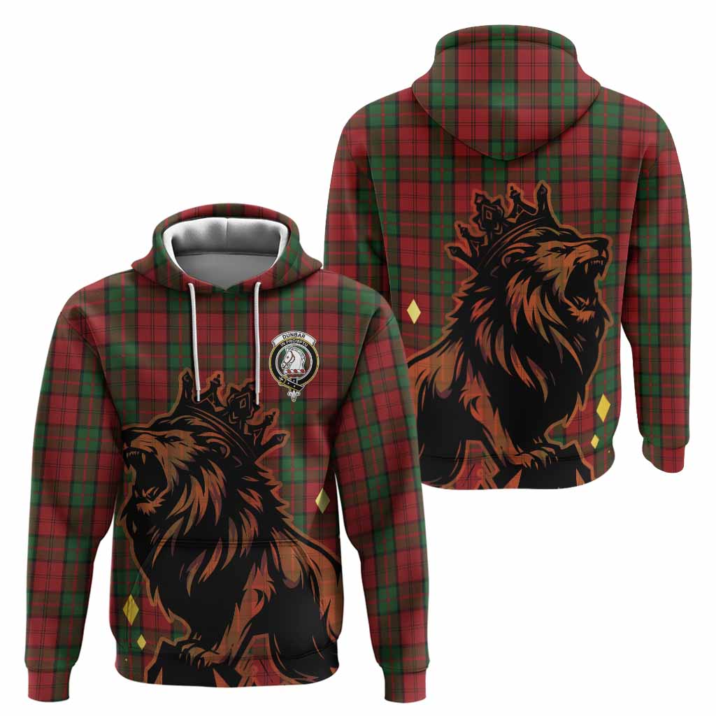 Dunbar Tartan Family Crest Hoodie Crowned Lion Roaring