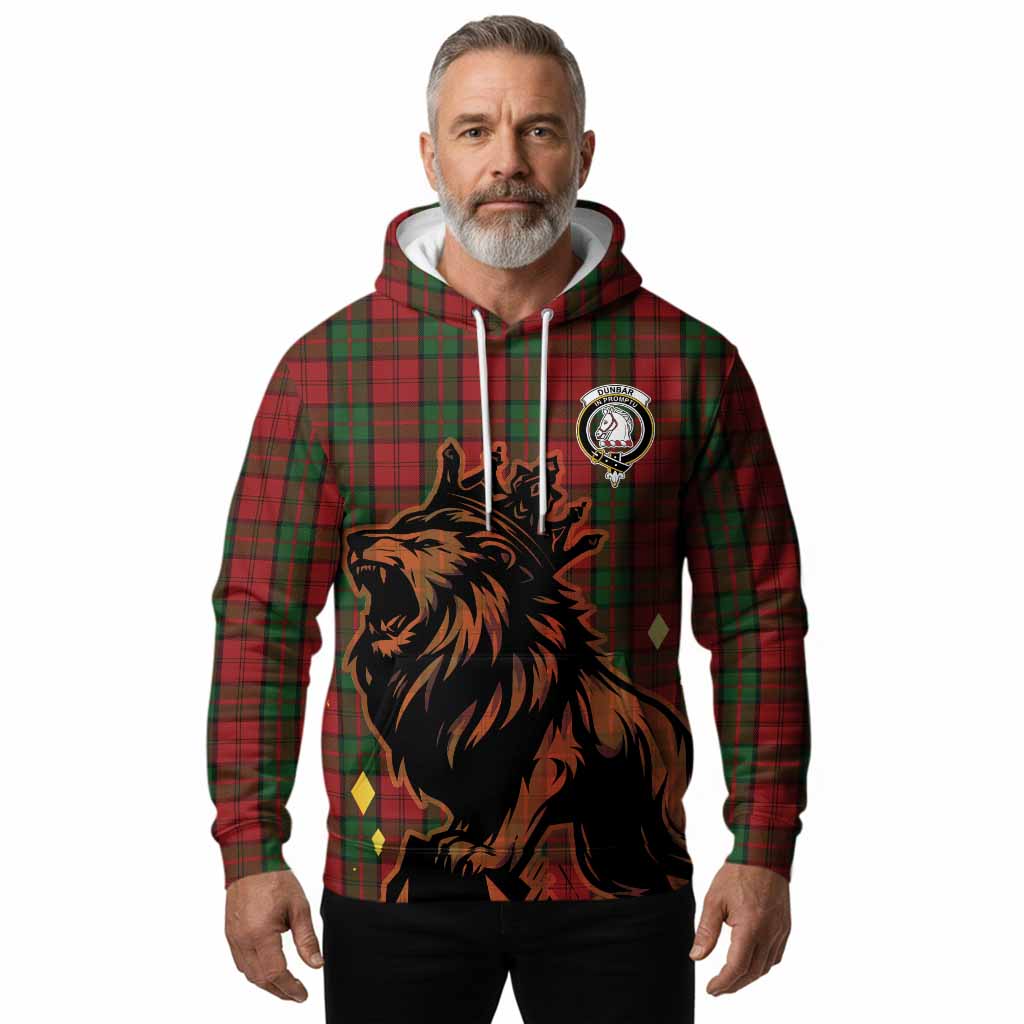 Dunbar Tartan Family Crest Hoodie Crowned Lion Roaring