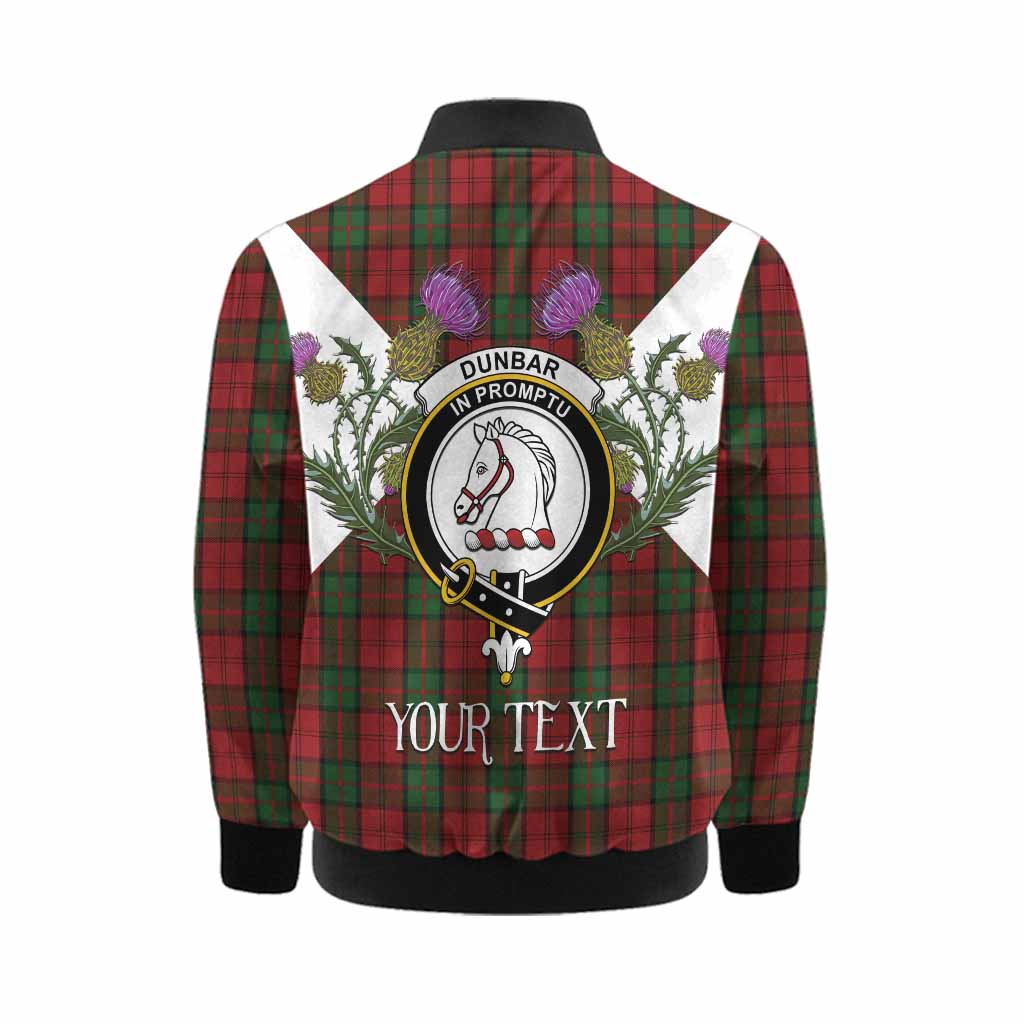 Dunbar Tartan Family Crest Kid Bomber Jacket Scottish Burns Night Thistle Floral