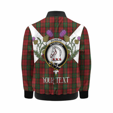 Dunbar Tartan Family Crest Kid Bomber Jacket Scottish Burns Night Thistle Floral