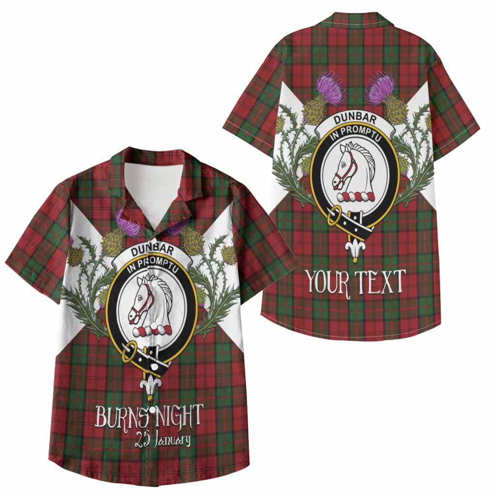 Dunbar Tartan Family Crest Kid Hawaiian Shirt Scottish Burns Night Thistle Floral