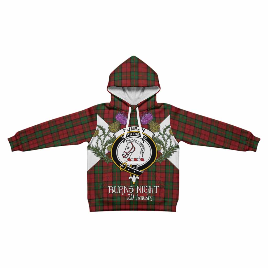 Dunbar Tartan Family Crest Kid Hoodie Scottish Burns Night Thistle Floral