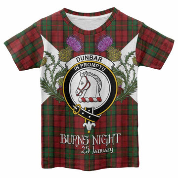 Dunbar Tartan Family Crest Kid T-shirt Scottish Burns Night Thistle Floral