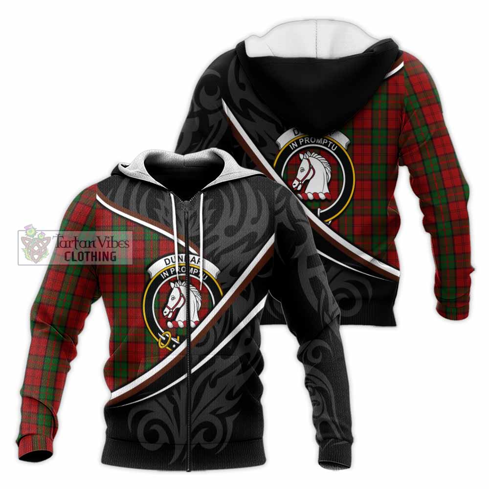 Dunbar Tartan Family Crest Knitted Hoodie Celtic Scottish Thistle Floral - Tartan Vibes Clothing