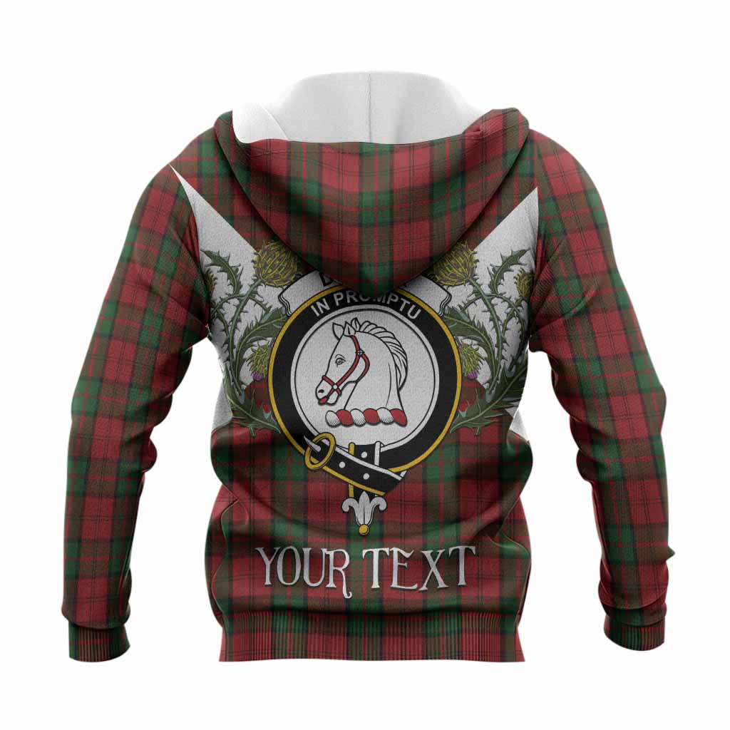 Dunbar Tartan Family Crest Knitted Hoodie Scottish Burns Night Thistle Floral