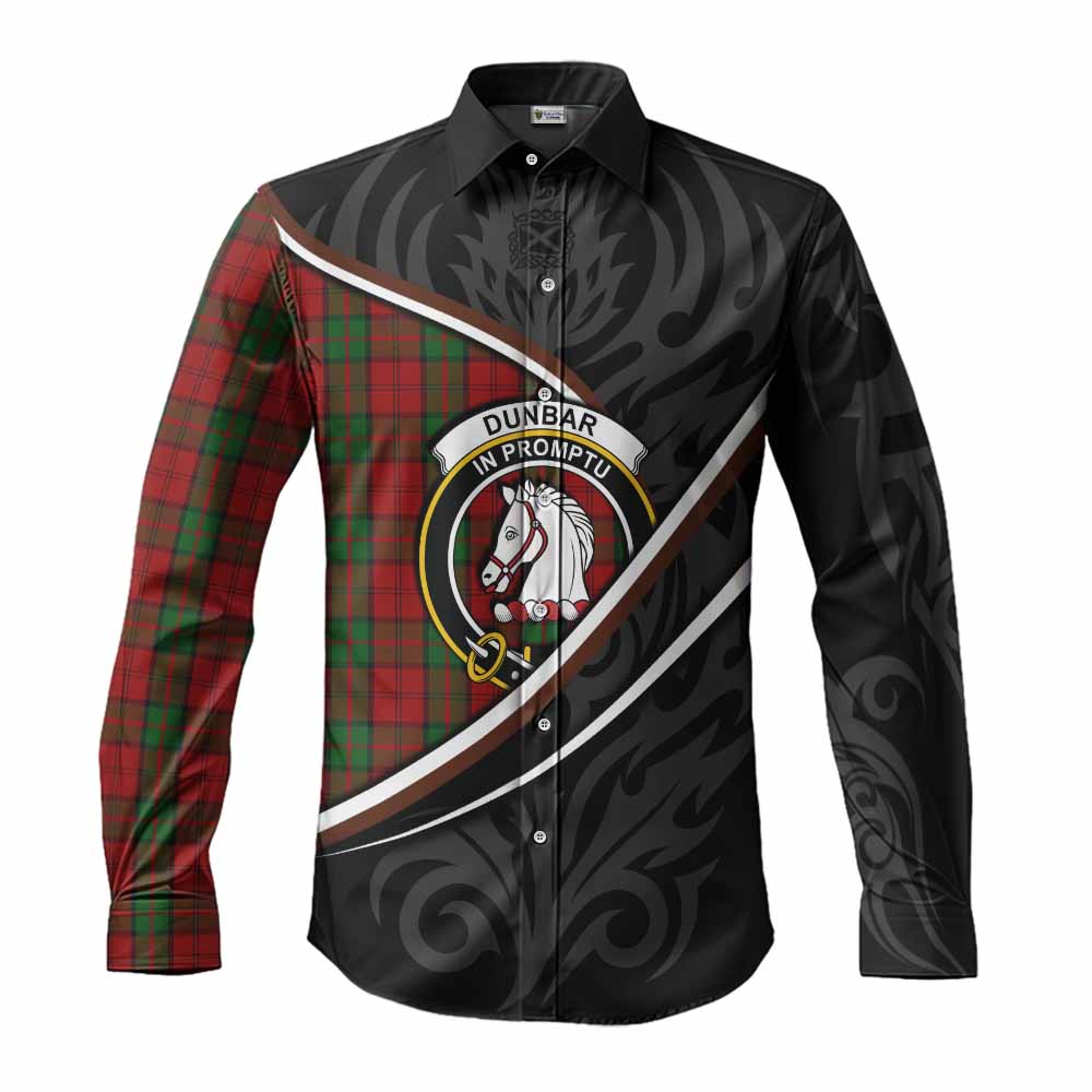 Dunbar Tartan Family Crest Long Sleeve Button Shirts Celtic Scottish Thistle Floral - Tartan Vibes Clothing