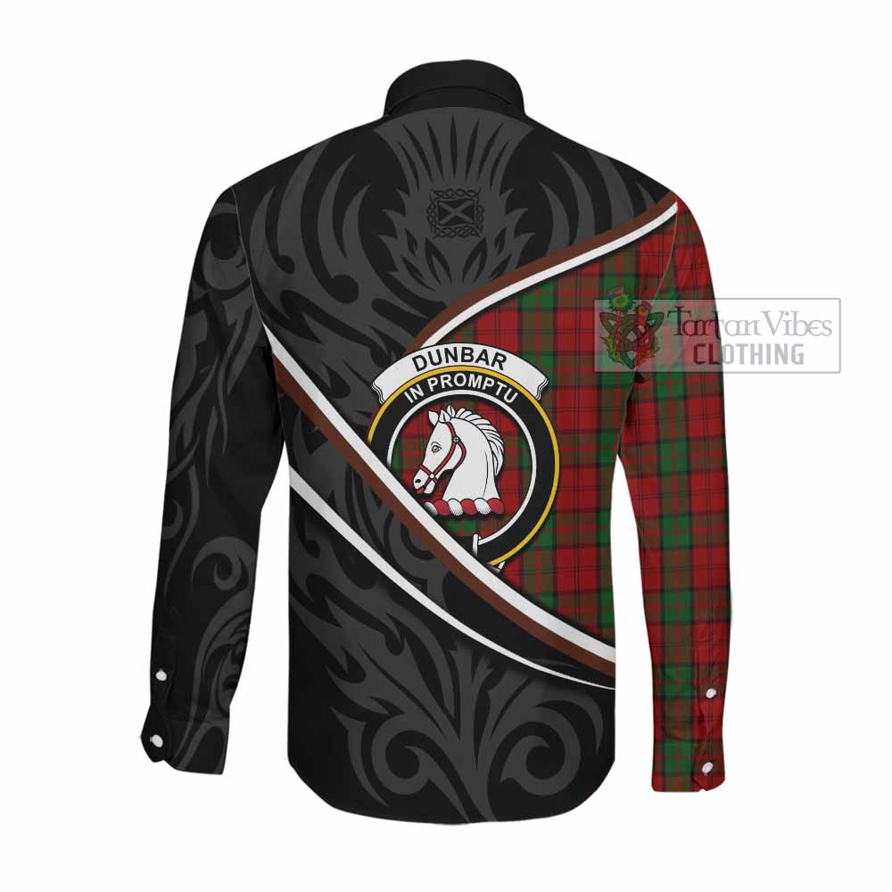 Dunbar Tartan Family Crest Long Sleeve Button Shirts Celtic Scottish Thistle Floral - Tartan Vibes Clothing