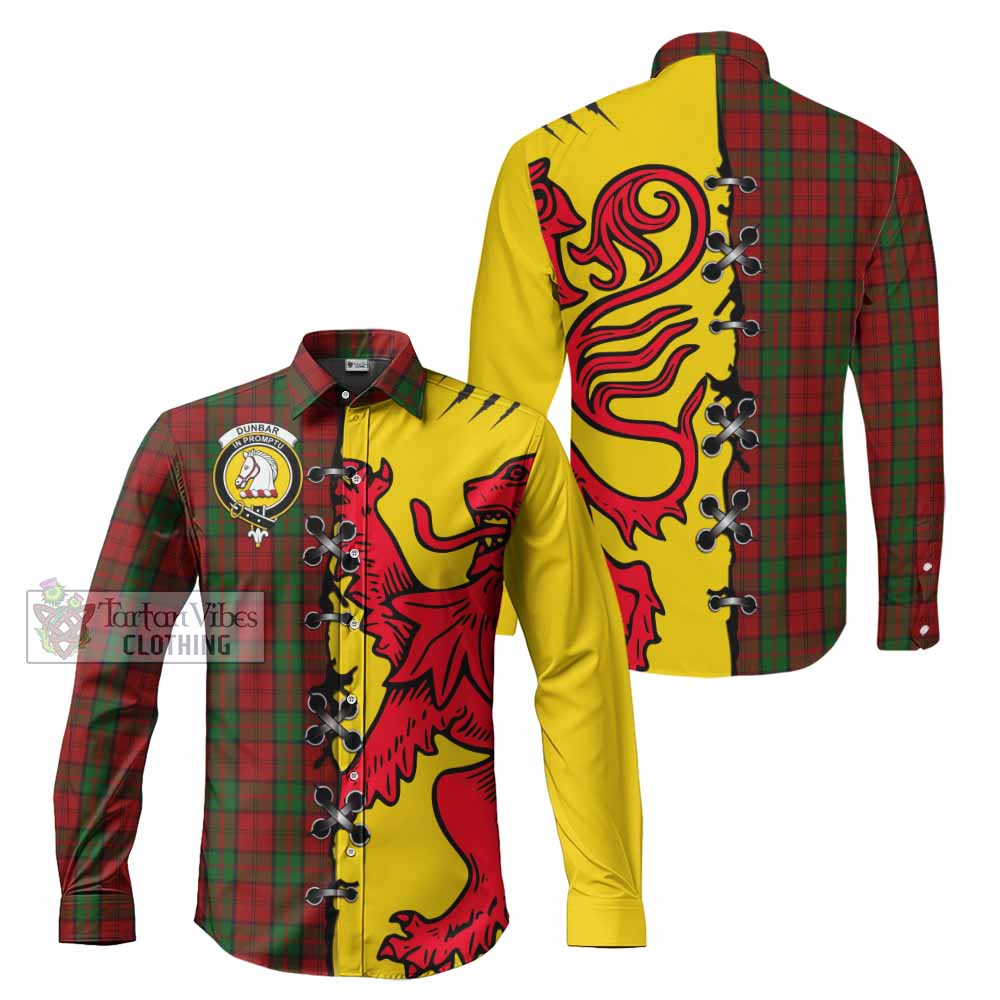 Dunbar Tartan Family Crest Long Sleeve Button Shirts Lion Rampant Honor - Tartan Vibes Clothing
