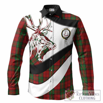 Dunbar Tartan Family Crest Long Sleeve Button Shirts Scottish Red Deer Curves Style