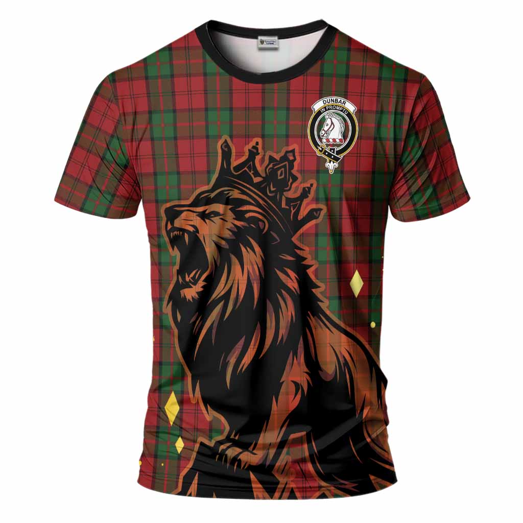 Dunbar Tartan Family Crest T-Shirt Crowned Lion Roaring