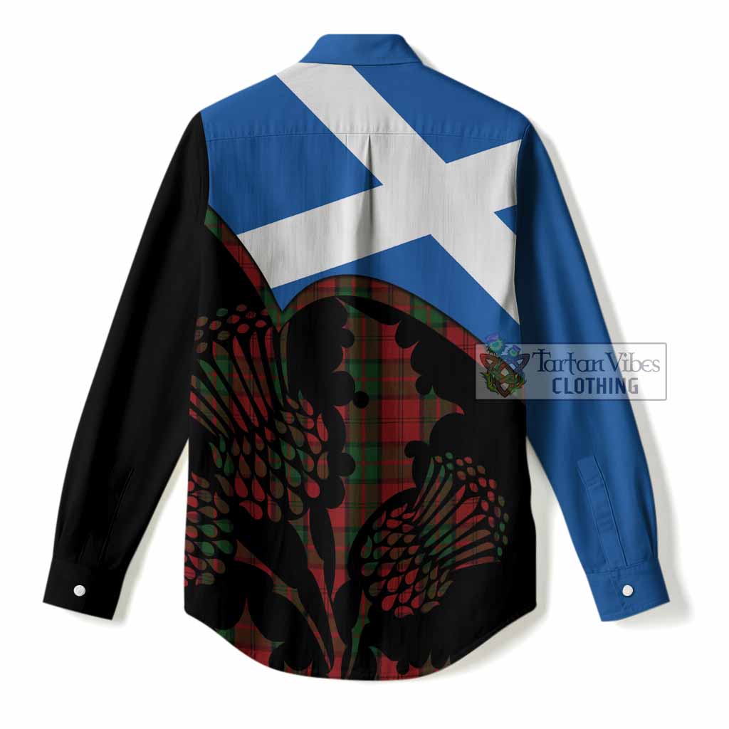 Dunbar Tartan Family Crest Women Casual Shirt Scotland Thistle Floral Flag Style