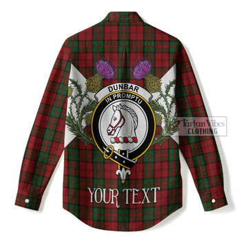 Dunbar Tartan Family Crest Women Casual Shirt Scottish Burns Night Thistle Floral