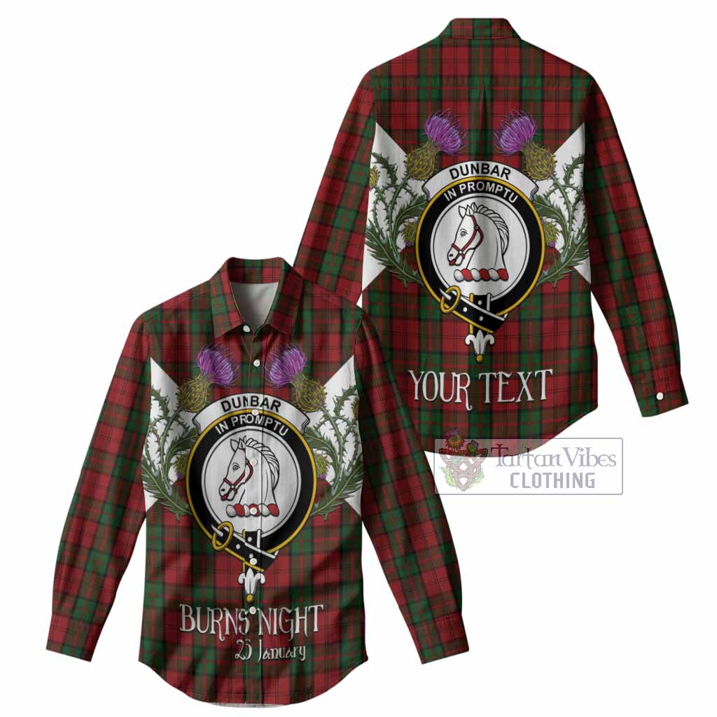 Dunbar Tartan Family Crest Women Casual Shirt Scottish Burns Night Thistle Floral