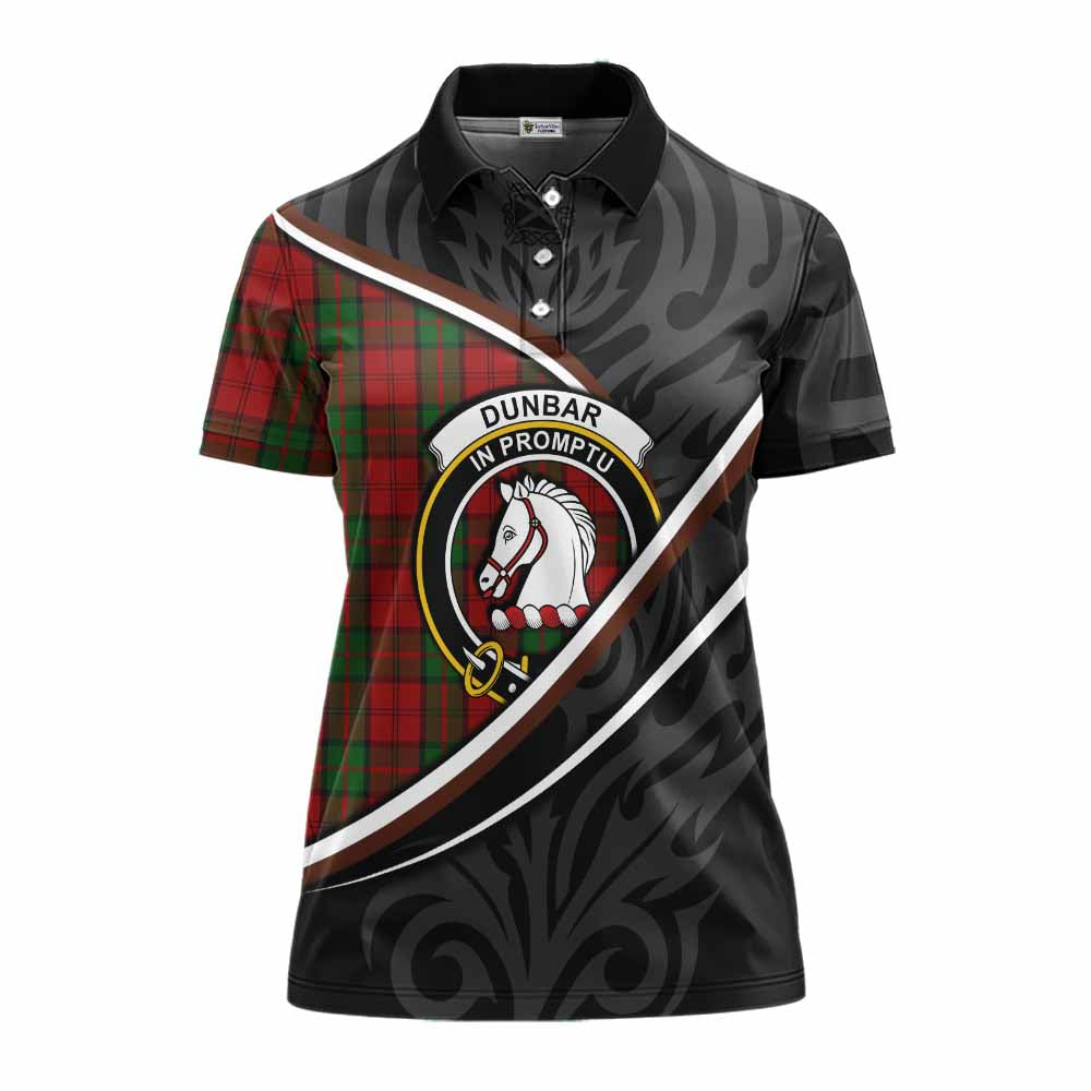 Dunbar Tartan Family Crest Women's Polo Shirt Celtic Scottish Thistle Floral - Tartan Vibes Clothing